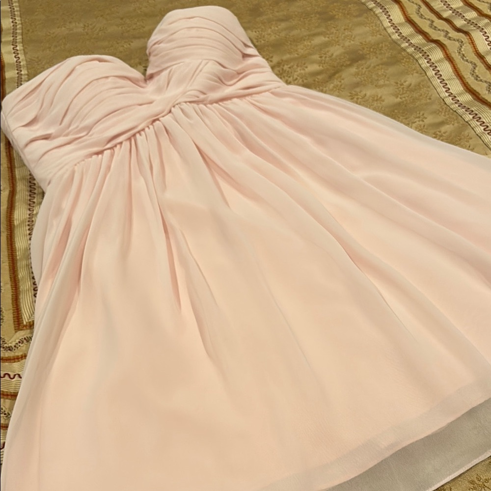Bill Levkoff Blush Pink Formal Dress, Strapless, Polyester, Short Length, 6